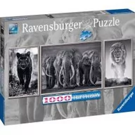Puzzle - Ravensburger PUZZLE Puzzle 16729 - Panter, słonie, lew - 1000 części puzzle dla dorosłych i dzieci od 14 lat, triptychon puzzle składa się z 3 części 16729 - miniaturka - grafika 1