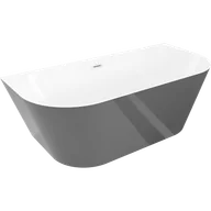 Wanny - Mexen Oval Sim wanna wolnostojąca przyścienna 170 x 80 cm, biała/szara, przelew nikiel szczotkowany - 52661708062-97 - miniaturka - grafika 1