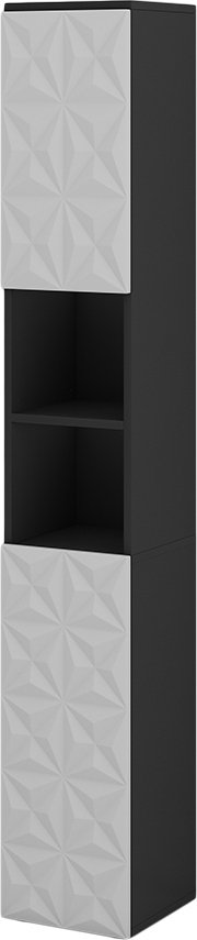 Vicco Szafka łazienkowa Edge, 30 x 189.5 cm z 2 drzwiami i 3 przegrodami, Czarny/Biały