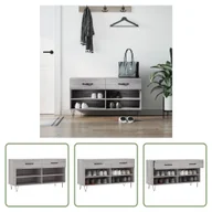 Szafki na buty - The Living Store Ławka na buty szara Sonoma 102x35x55 cm Materiał drewnopochodny - miniaturka - grafika 1