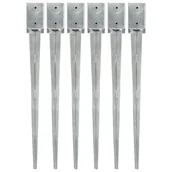 Akcesoria do ogrodzeń - Vida Kołki gruntowe 6 szt. srebrne 9x9x90 cm stal galwanizowana V-145417 - miniaturka - grafika 1