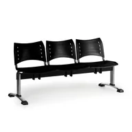 Inne meble biurowe - Ławka do poczekalni plastikowa VISIO, 3 siedzenia, czarny, chromowane nogi - miniaturka - grafika 1