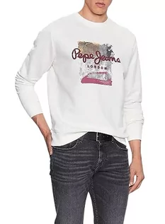 Bluzy męskie - Pepe Jeans Melbourne męska bluza dresowa, Biały (nie biały), XS - grafika 1