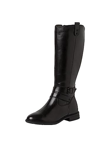Tamaris Comfort Damskie buty 8-85503-41, skórzane, Comfort Fit, wymienna wkładka, klasyczne, długie kozaki do kolan, czarny, 36 EU Weit