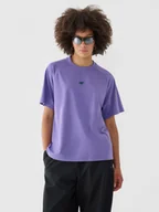 Koszulki sportowe damskie - Damski t-shirt oversize z nadrukiem 4F 4FWAW24TTSHF1702 - fioletowy - miniaturka - grafika 1