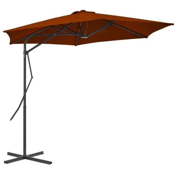 vidaXL Parasol ogrodowy na stalowym słupku, terakota, 300x230 cm