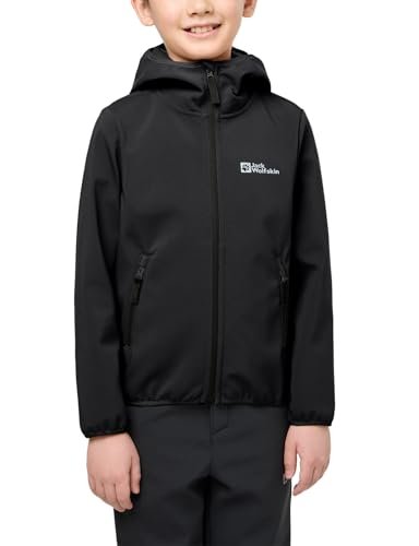 Jack Wolfskin - FOURWINDS JACKET KIDS, dziecięca kurtka softshell unisex, czarny granit,
