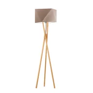 Lampy stojące - Drewniana lampa podłogowa na trójnogu TULUZA z beżowym abażurem - miniaturka - grafika 1
