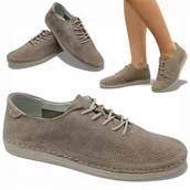 Półbuty damskie - Półbuty Damskie SKÓRZANE Zamszowe Ażurowe Oddychające Wiosenne Barski 37 - miniaturka - grafika 1