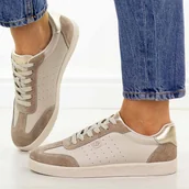 Półbuty damskie - Beżowe skórzane półbuty damskie S.Barski 7091 - S.BARSKI - miniaturka - grafika 1