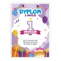 LearnHow Dyplom A5 urodzinowy - pierwsze urodziny 5szt - Dyplomy i okładki - miniaturka - grafika 1