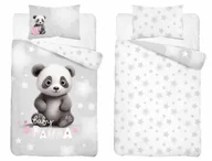 Pościel dla dzieci - Pościel 100x135 do łóżeczka panda na szarym tle - miniaturka - grafika 1