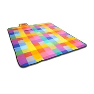 Koce piknikowe - Duży Tęczowy Koc Piknikowy W Kratę 150 X 180 Cm - miniaturka - grafika 1