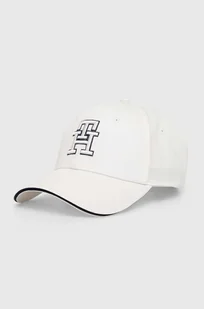 Tommy Hilfiger czapka z daszkiem bawełniana kolor biały z aplikacją - Czapki damskie - miniaturka - grafika 1