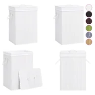 Kosze na bieliznę - vidaXL Bambusowy kosz na pranie z 1 przegrodą biały - Kosz na pranie - Kosze na pranie - Sortownik na pranie - Organizer na pranie - miniaturka - grafika 1