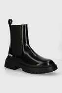 Botki damskie - Love Moschino sztyblety skórzane damskie kolor czarny na platformie JA21035G1LJD0000 - miniaturka - grafika 1