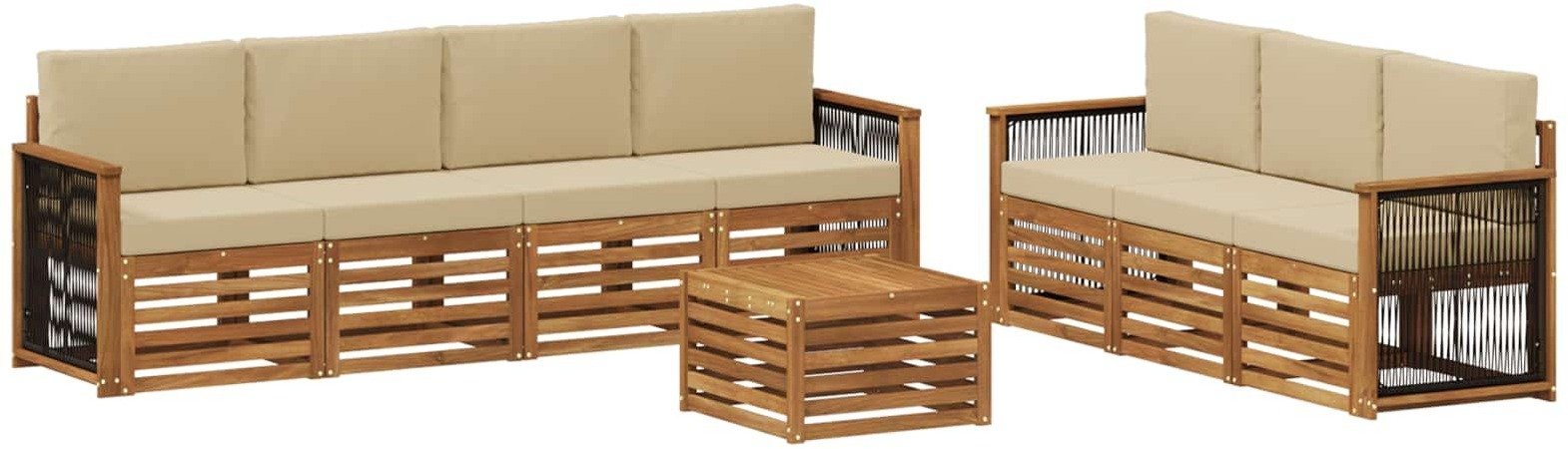 vidaXL Zestawy sof z poduszką 8 pcs Lite Drewno Akacji