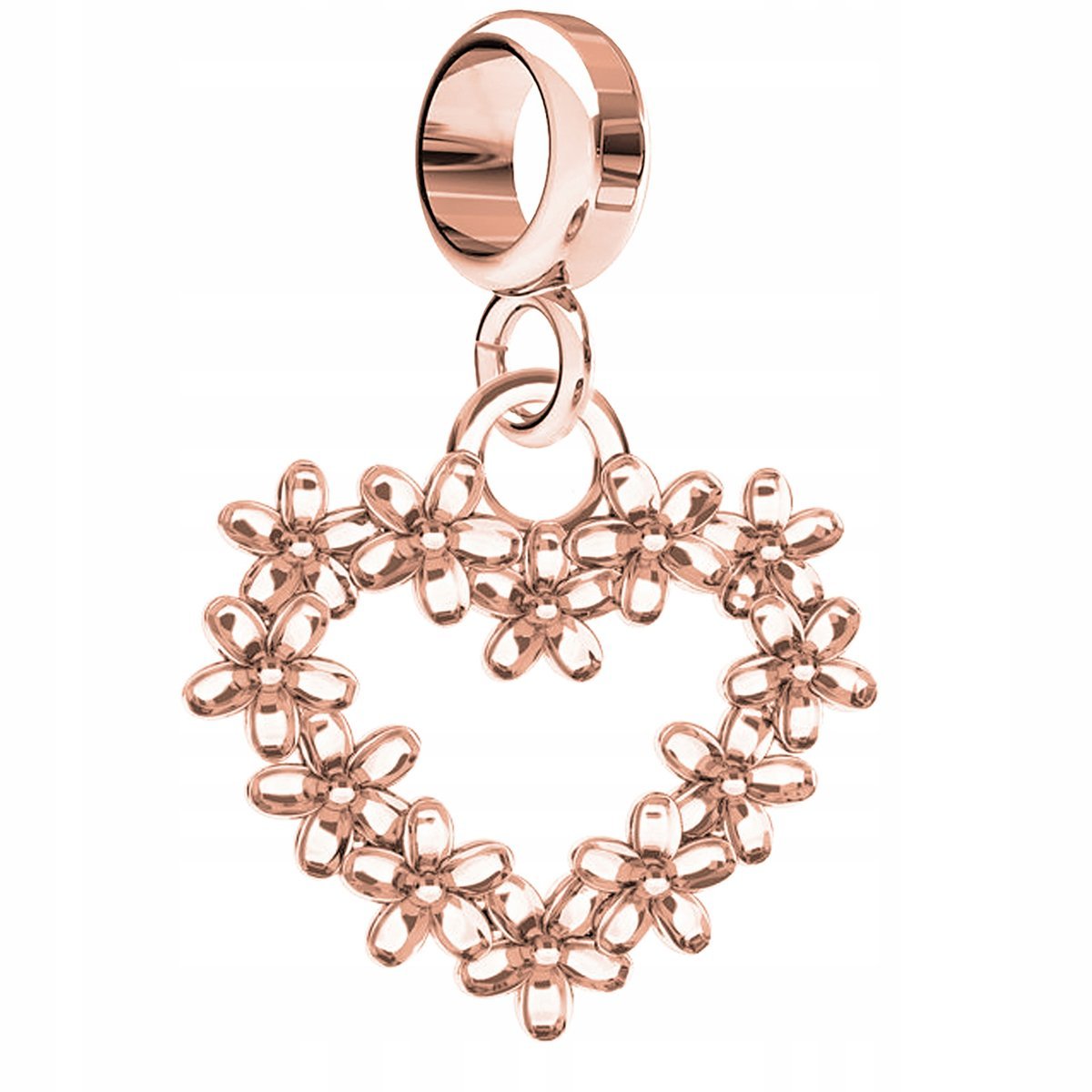 Charms Pozłacany Serce w Kwiaty Serduszko Flower Kwiaty Kwiatki SREBRO 925