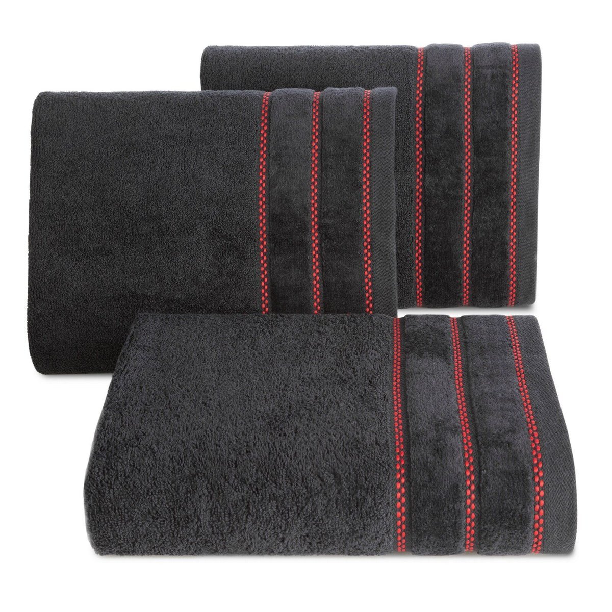 Ręcznik Dona 50x90 cm czarny bawełna frotte z elegancką bordiurą