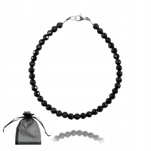 Bransoletka Naturalny CZARNY TURMALIN Fasetowany 4mm Srebrne Zapięcie 20cm - Bransoletki Bransoletka Naturalny CZARNY TURMALIN Fasetowany 4mm Srebrne Zapięcie 20cm - Bransoletki - miniaturka - grafika 1