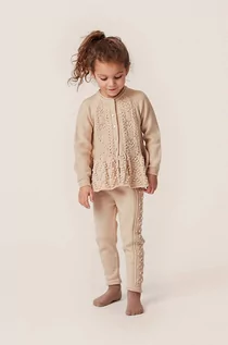 Spodnie i spodenki dla dziewczynek - Konges Sløjd legginsy dziecięce kolor beżowy gładkie - grafika 1