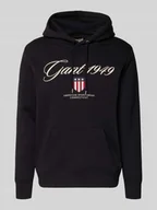 Bluzy męskie - Bluza z kapturem, wyhaftowanym logo i kieszenią kangurką - miniaturka - grafika 1