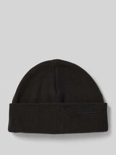 Czapka beanie z szerokim brzegiem i wyhaftowanym logo - Czapki męskie - miniaturka - grafika 1