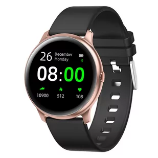 Gino Rossi SW010 Różowe złoto Czarny pasek - Smartwatch - miniaturka - grafika 1