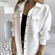 Kurtki damskie - TEMU Kolekcja na Sezon Świąteczny 2025, Stylowa Damska Krótka Luźna Marynarka z Klapami, Jednolity , Zimowy Kardigan z Długim Rękawem Zapinany na - miniaturka - grafika 1
