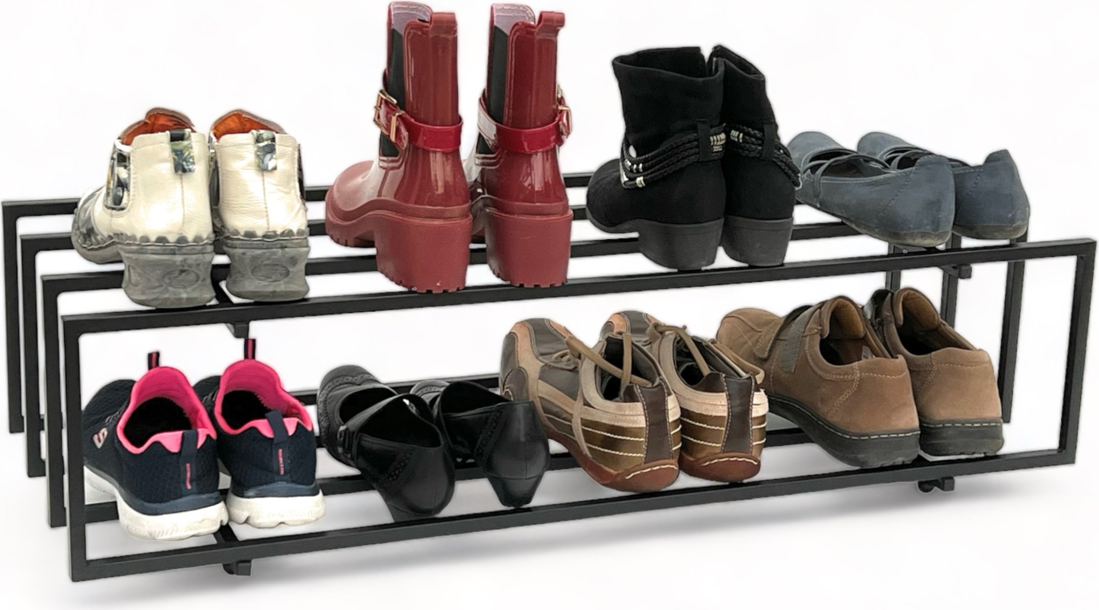DanDiBo Stojak na buty Metal Czarny 2 poziomy 96549 Stojak na buty Stojak na buty Nowoczesna Solidna Szafka na buty Półka