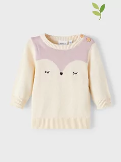 Bluzy i sweterki niemowlęce - Name it Sweter "Ona" w kolorze kremowym - grafika 1