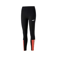 Legginsy - PUMA Legginsy damskie Power Colorblock, czarne/łososiowe, L, czarny/łososiowy, L - miniaturka - grafika 1