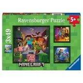 Puzzle - Ravensburger Puzzle Minecraft Układanka Zestaw Układanek 3x49 Elementów 5+ - miniaturka - grafika 1