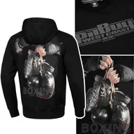 Bluzy męskie - Bluza Męska Bawełniana Z Kapturem Pit Bull Boxing Fd Czarna R. Xl - miniaturka - grafika 1