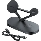 Stacje dokujące do telefonów - Acefast bezprzewodowa ładowarka Qi 15W do iPhone (z MagSafe), Apple Watch i Apple AirPods stojak podstawka uchwyt magnetyczny czarny (E9 black) - miniaturka - grafika 1