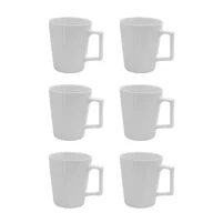 Kubki - Intirilife 6x kubek do kawy w kolorze białym o pojemności 400 ml - 12,5 x 7,1 / 9,4 x 10,5 cm - Kubek do herbaty z rowkowanym wzorem, kubek z uchwytem, kubek do picia kawy, herbaty, mleka, kakao i wiele więcej - miniaturka - grafika 1