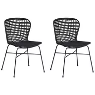 Krzesła - Beliani Zestaw 2 rattanowych krzeseł do jadalni czarny ELFROS - miniaturka - grafika 1