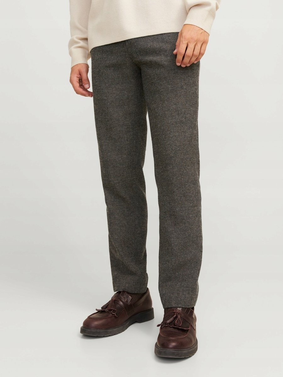 JACK & JONES SPODNIE ELEGANCKIE CHINOS WEŁNA SZARE 48 6EA