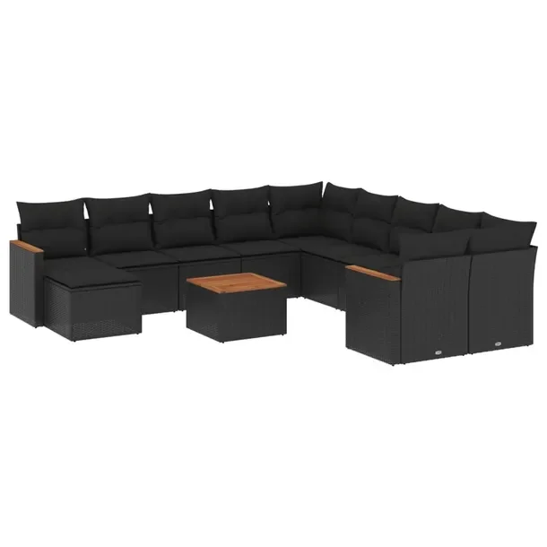 Zestaw mebli ogrodowych modułowych czarny rattan PE, 62 x 62 x 69 cm