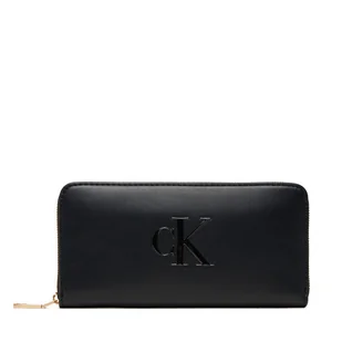 Duży Portfel Damski Calvin Klein Bold Ck Long Zip Around LV04F1077G Czarny - Portfele - miniaturka - grafika 1