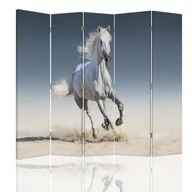 Parawany - Parawan dwustronny obrotowy FEEBY, Biały Koń w Galopie 180x170 - miniaturka - grafika 1