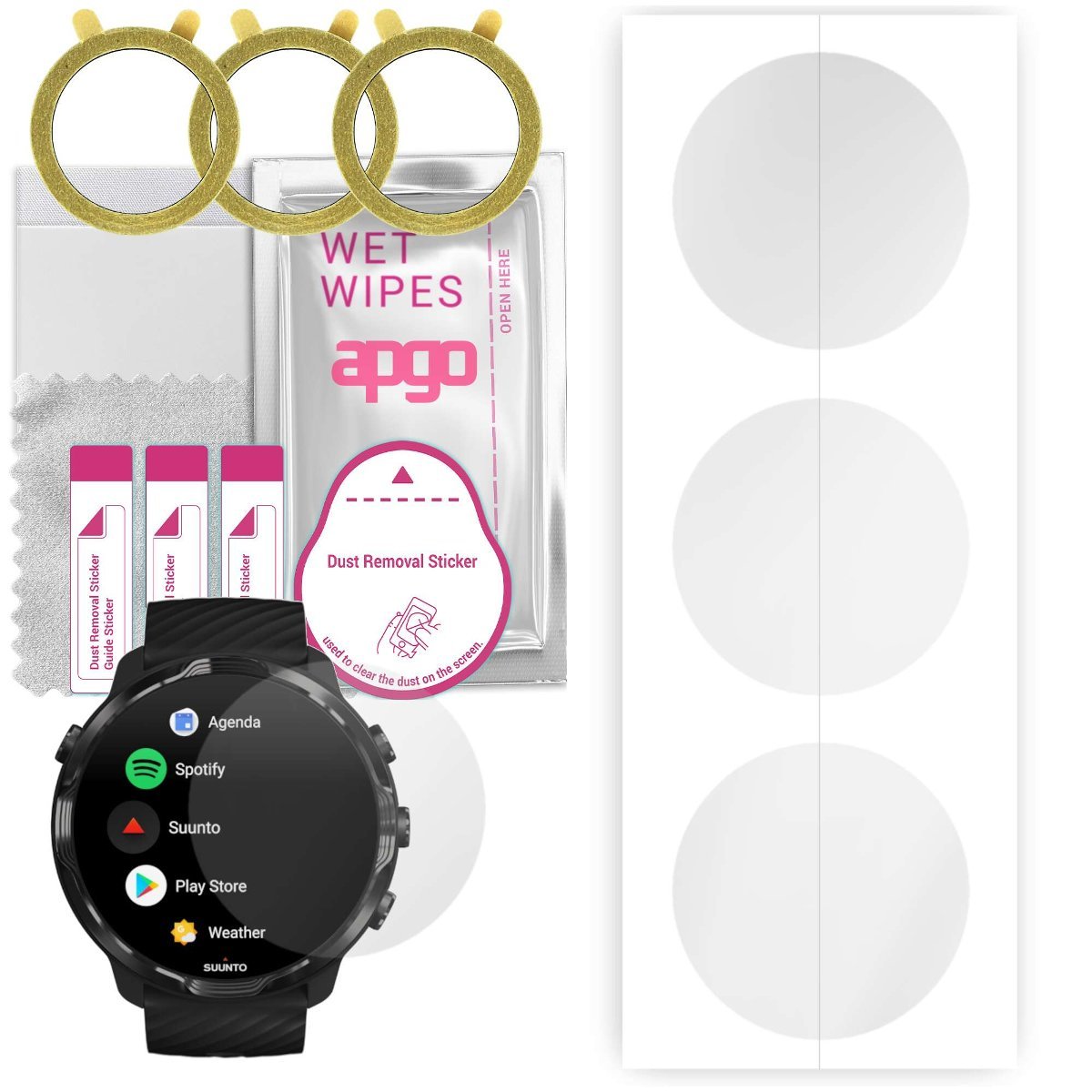 3x Folia hydrożelowa do Suunto 7 - apgo Smartwatch Hydrogel Protection Ochrona na ekran smartwatcha