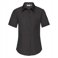 Koszule damskie - Koszula damska z krótkim rękawem z popeliny Czarny r. 2XL - miniaturka - grafika 1