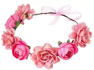 WIANEK NA GŁOWĘ piwonie KWIATY różowy ŚLUBNY - Ozdoby do włosów - miniaturka - grafika 1