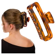 Ozdoby do włosów - Klamra do Włosów Brązowa Bursztynowa Duża Spinka w Panterkę Wytrzymała - miniaturka - grafika 1