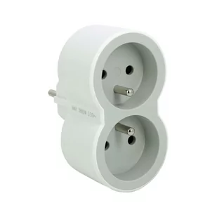Legrand Rozgałęziacz podwójny 2X2P+Z biało-szary - Przedłużacze i rozgałęźniki - miniaturka - grafika 1