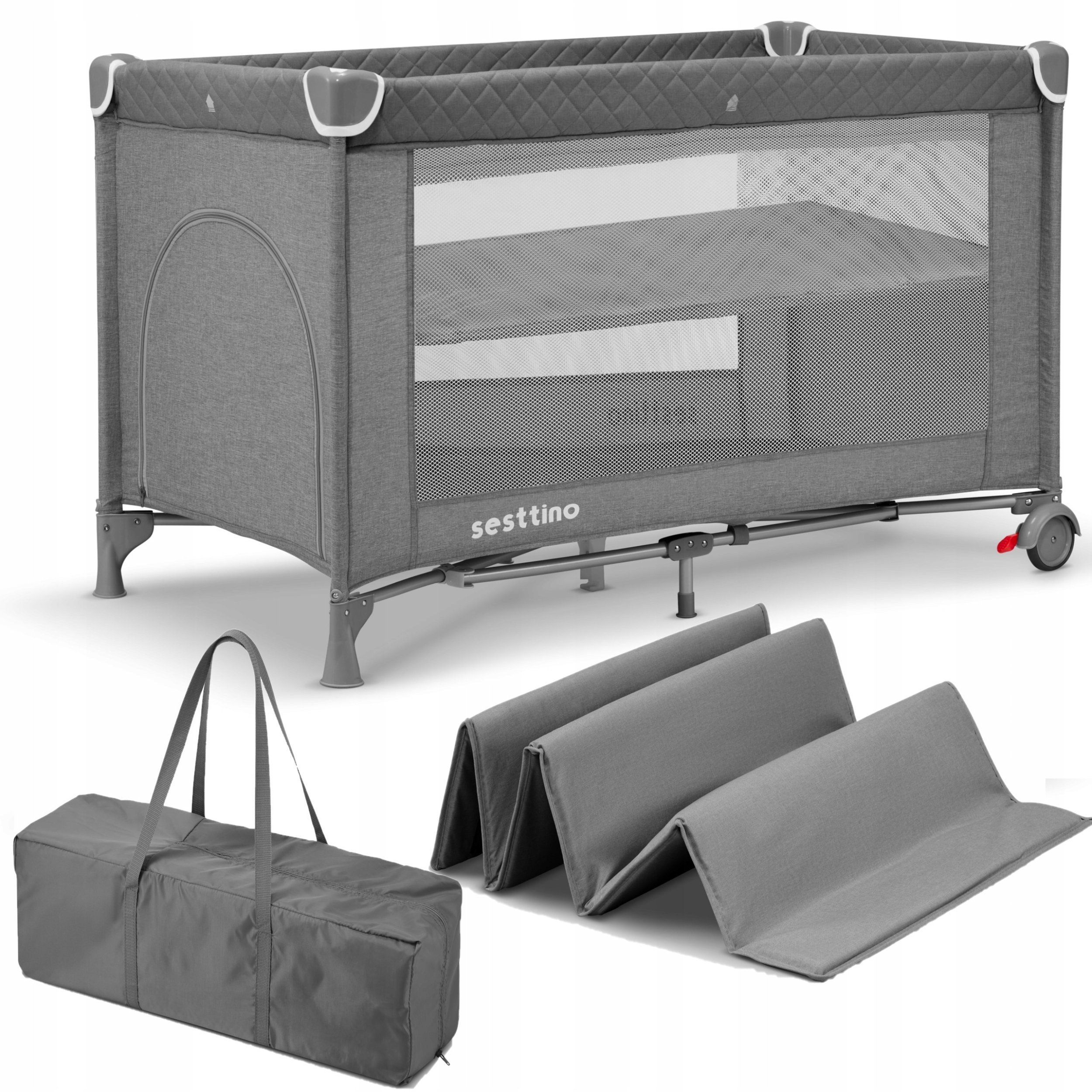 ŁÓŻECZKO TURYSTYCZNE SESTTINO LIA PLUS GRAY Z PODWIESZANĄ PODŁOGĄ