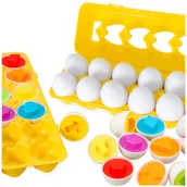 Zabawki sensoryczne - Edukacyjna Układanka Montessori Sorter Dopasuj Jajka Puzzle Kształty 12 Szt - miniaturka - grafika 1