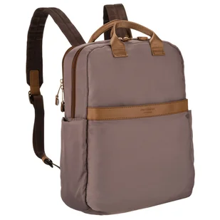 Nylonowy, beżowy plecak damski na regulowanych szelkach zamykany suwakiem - Peterson - Plecaki Nylonowy, beżowy plecak damski na regulowanych szelkach zamykany suwakiem - Peterson - Plecaki - miniaturka - grafika 1