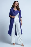 Swetry damskie - Bawełniany kardigan oversize z kapurem f1852 fiolet - miniaturka - grafika 1